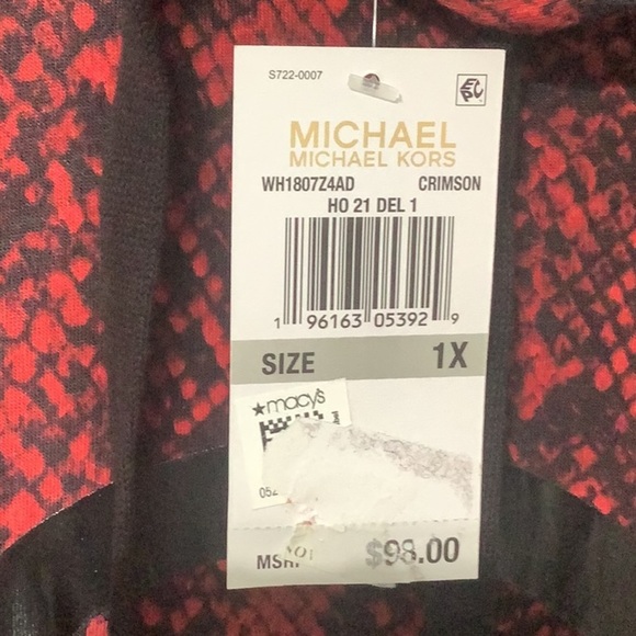 Michael Kors NWT - Sz 1X - Red snake print Dress w/ Logo on front & Hoodie - Picture 4 of 7